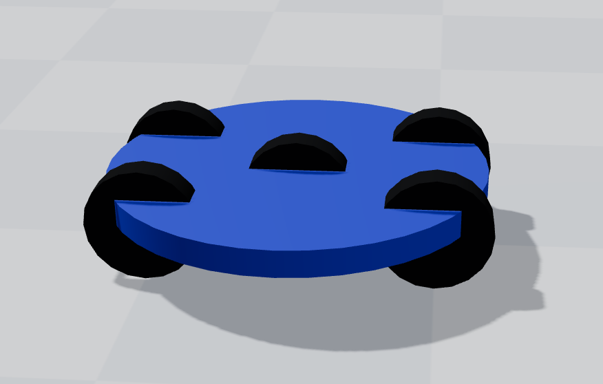 Circular platform five-wheel layout